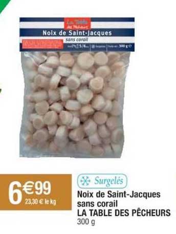 noix de saint-jacques sans corail la table des pêcheurs