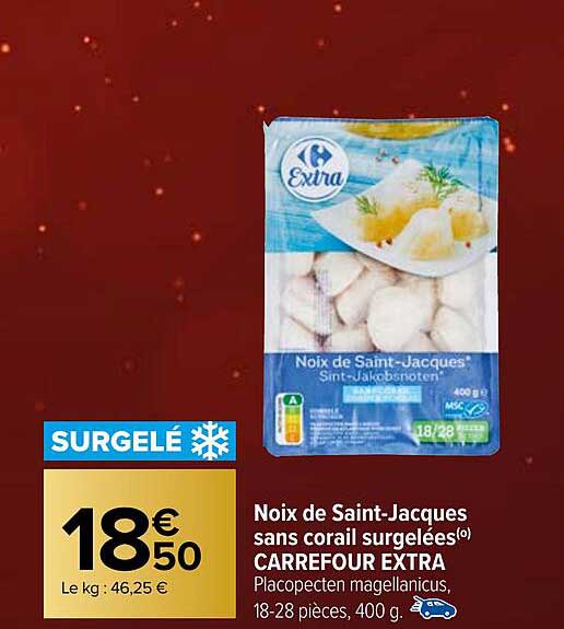 noix de saint-jacques sans corail surgelées carrefour extra