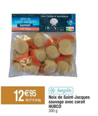 noix de saint-jacques sauvage avec corail hubco