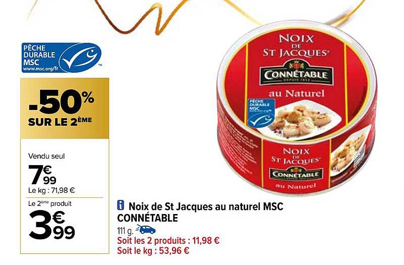 noix de st jacques au naturel msc connétable