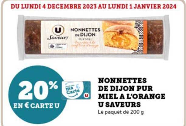 nonnettes de dijon pur miel à l'orange u saveurs