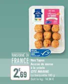 nos tapas accras du morue à la créole cité marine