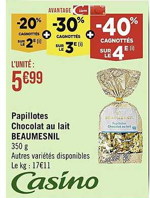 papillotes chocolat au lait beaumesnil