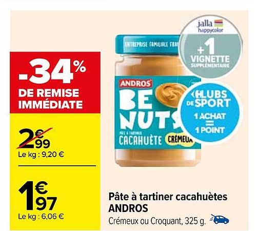 Pâte à Tartiner Cacahuètes Andros