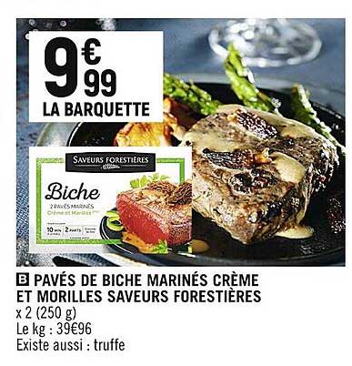 pavés de biche marinés crème et morilles saveurs forestières