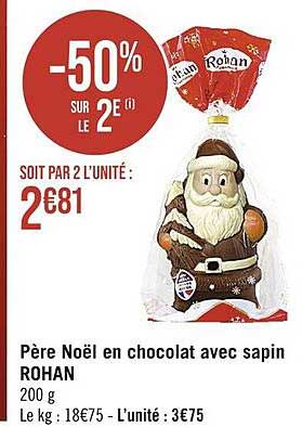 père noël en chocolat avec sapin rohan