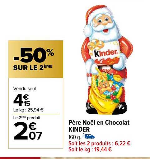 père noël en chocolat kinder