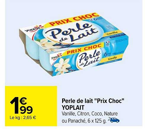 perle de lait "prix choc" yoplait