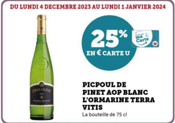 picpoul de pinet aop blanc l'ormarine terra vitis
