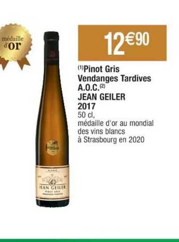 pinot gris vendanges tardives a.o.c. jean geiler 2017