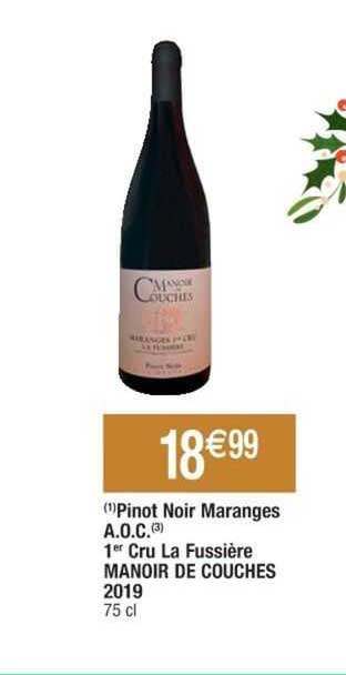 pinot noir maranges a.o.c. 1er cru la fussière manoir de couches 2019