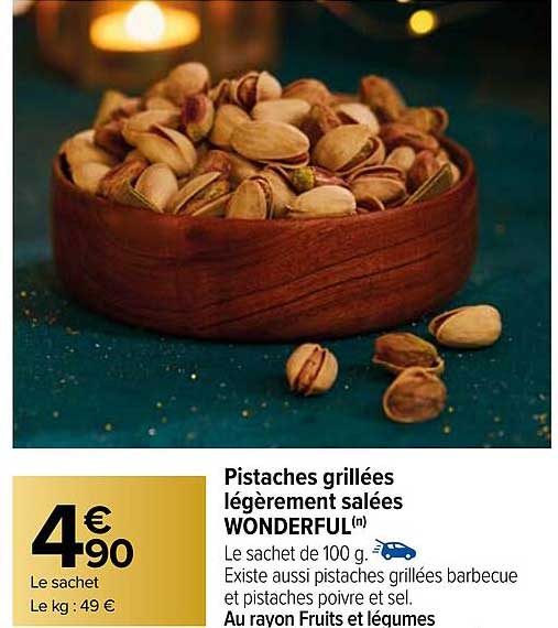 pistaches grillées légèrement salées wonderful
