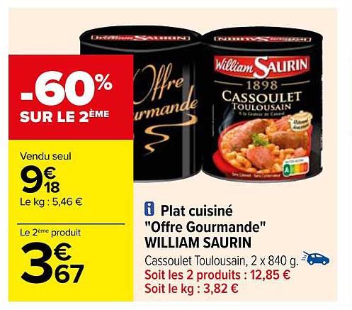 plat cuisiné "offre gourmande" william saurin