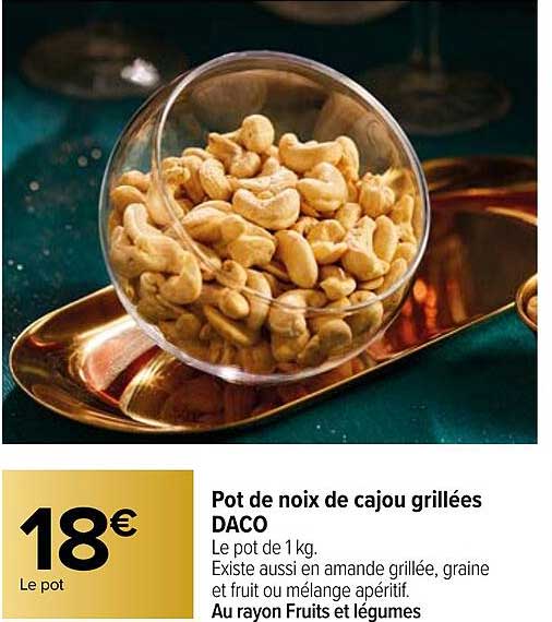 pot de noix de cajou grillées daco