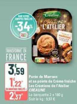 purée de marrons et sa pointe de crème fraîche les créations de l'atelier créaline