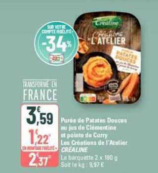 purée de patates douces au jus de clémentine et pointe de curry les créations de l'atelier créaline