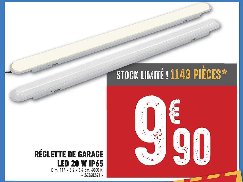 réglette de garage led 20 w ip65