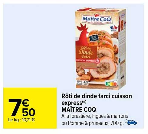 rôti de dinde farcie cuisson express maître coq