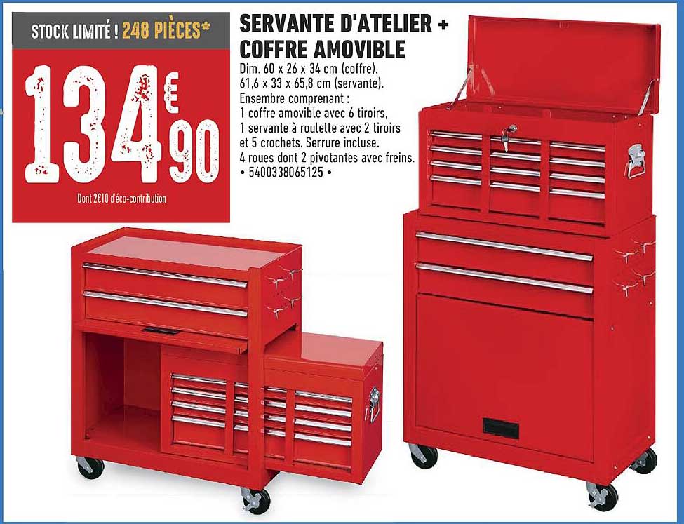 servante d'atelier + coffre amovible