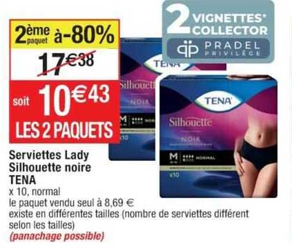 Serviettes Lady Silhouette Noire Tena