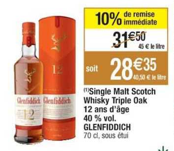 single malt scotch whisky triple oak 12 ans d'âge 40% vol. glenfiddich