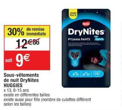 sous-vêtements de nuit dryNites huggies