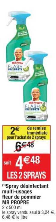 spray désinfectant multi-usages fleur de pommier mr propre