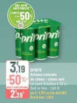 sprite arômes naturels de citron-citron vert