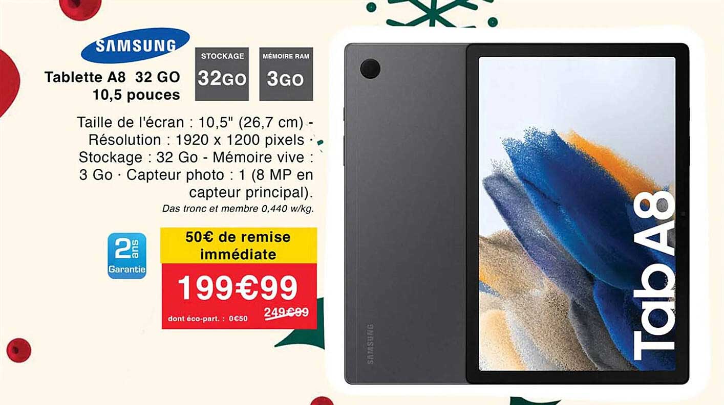 tablette a8 32 go 10,5 pouces samsung
