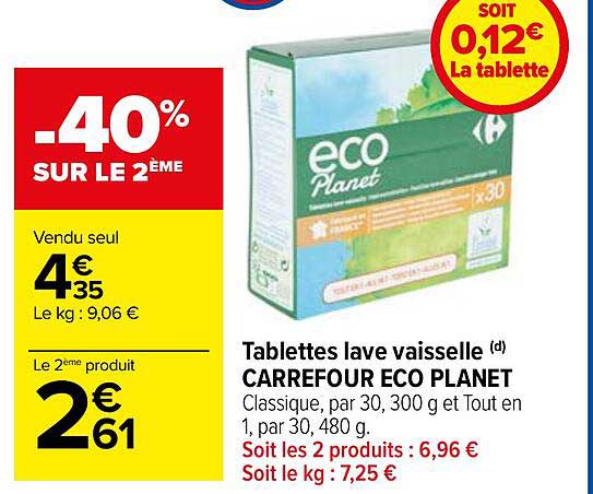 tablettes lave vaisselle carrefour éco planet