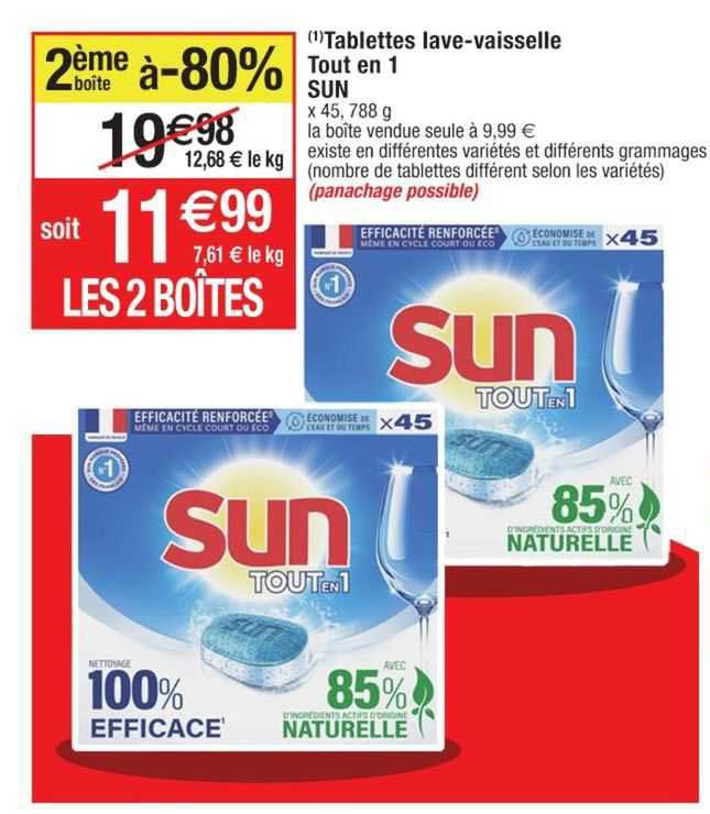 tablettes lave-vaisselle tout en 1 sun