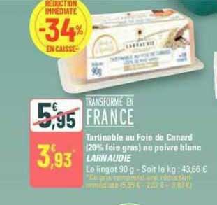 Tartinable Au Foie De Canard (20% Foie Gras) Au Poivre Blanc Larnaudie