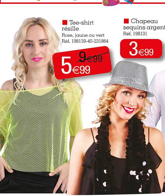 tee-shirt résille, chapeau sequins argent