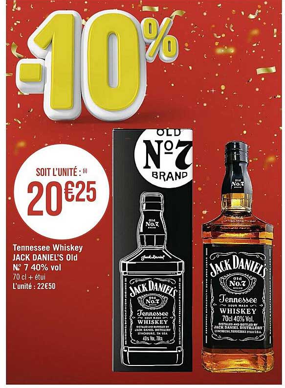 tennessee whiskey jack daniel's old n°7 40% vol.