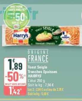toast seigle tranches épaisses harrys