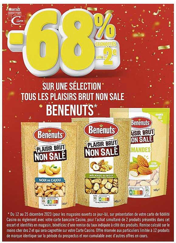 tous les plaisirs brut non salé bénénuts