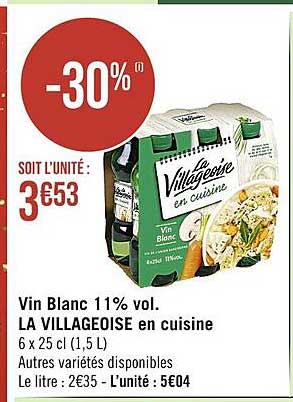 vin blanc 11% vol. la villageoise en cuisine