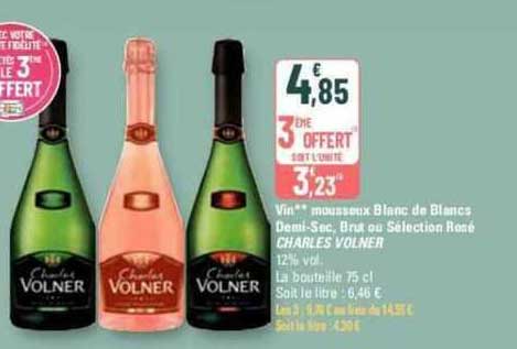 vin mousseux blanc de blancs demi-sec, brut ou sélection rosé charles volner