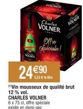 vin mousseux de qualité brut 12% vol. charles volner
