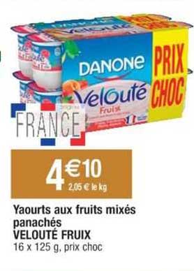 yaourts aux frutis mixés panachés velouté fruix
