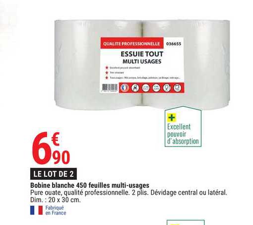 bobine blanche 450 feuilles multi-usages