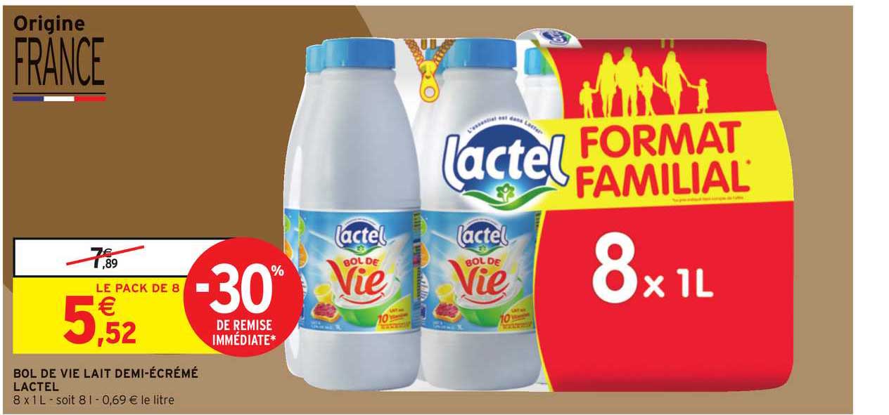 bol de vie lait demi-écrémé lactel