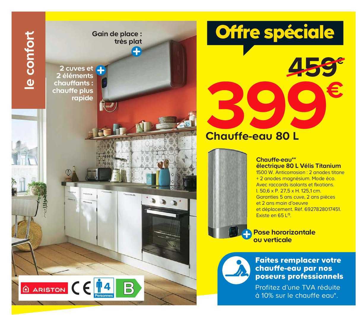 chauffe-eau électrique 80 l vélis titanium