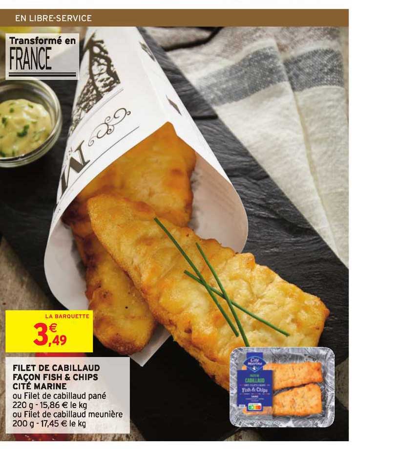 filet de cabillaud façon fish & chips cité marine
