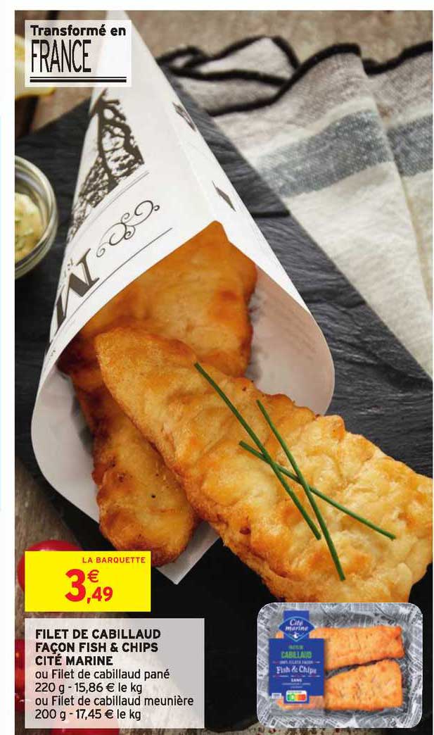 filet de cabillaud façon fish & chips cité marine