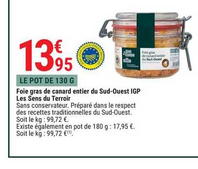 foie gras de canard entier du sud-ouest igp les sens du terroir