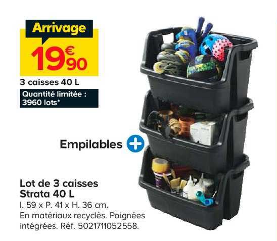 lot de 3 caisses strata 40 l