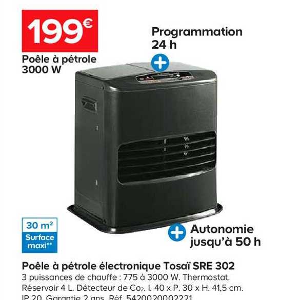 poêle à pétrole électronique tosaï sre 302