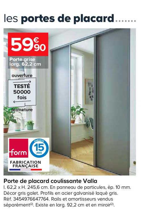 porte de placard coulissante valla