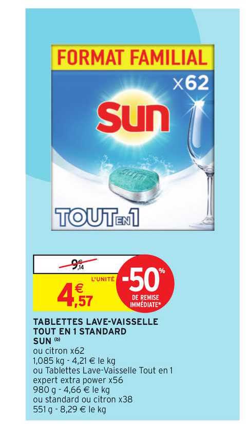 tablettes lave-vaisselle tout en 1 standard sun